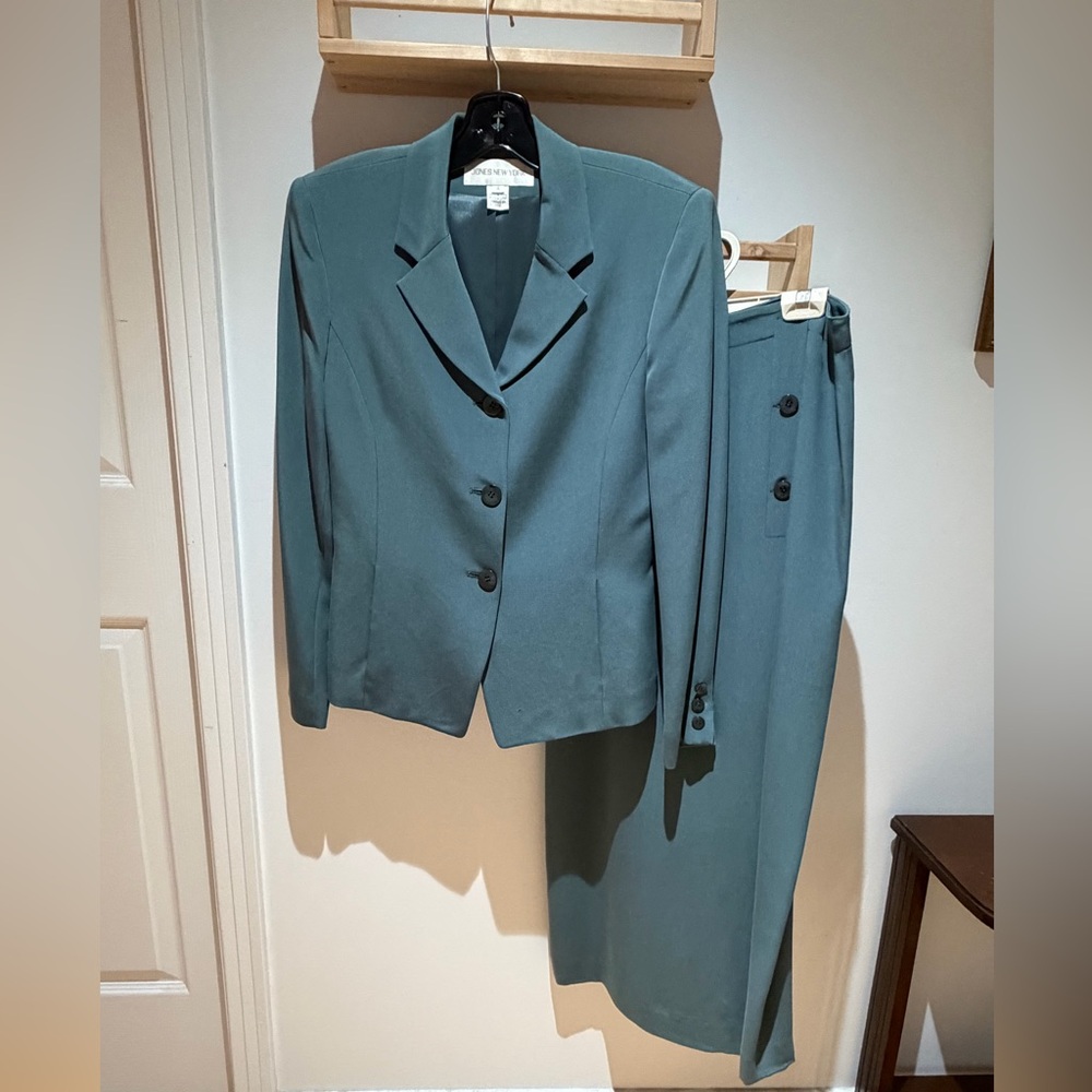 Jones New York Woad Blue Maxi Skirt Suit
